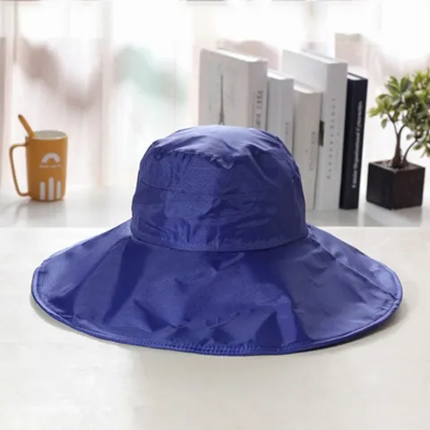 Rainproof Sunscreen Sunshade Foldable Waterproof Mountaineering Basin Travel Beach Hat - Blue