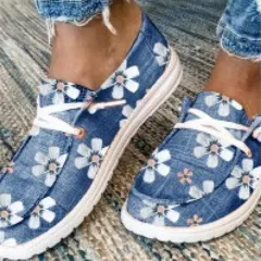 Flat Lace Loafers Four Seasons Couple Shoes - Blue - View 1