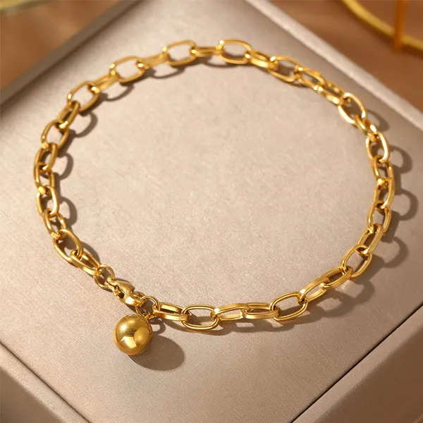 Women Paperclip Link Chain Bracelet Gold Tone