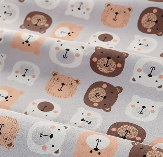 Cotton Cartoon Knitted Fabric Sanding Baby Fabric Blue Grey Bear - Shop at LoveMi