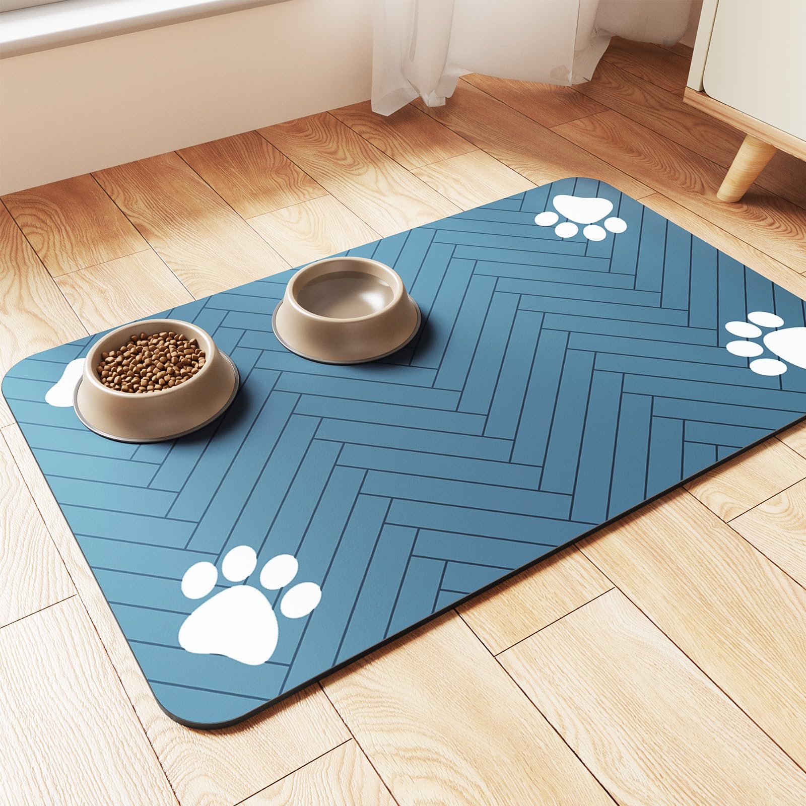 Pet Feeding Mat-Absorbent Pet Placemat For Food And Water Bowl, With Waterproof Rubber Backing, Quick Dry Water Dispenser Mat For Dog And Cat — foto 2