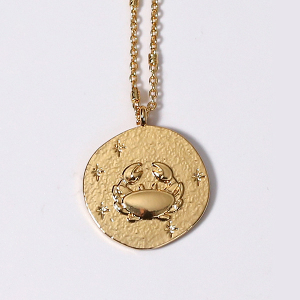 Retro Twelve Constellation Medal Coin Necklace