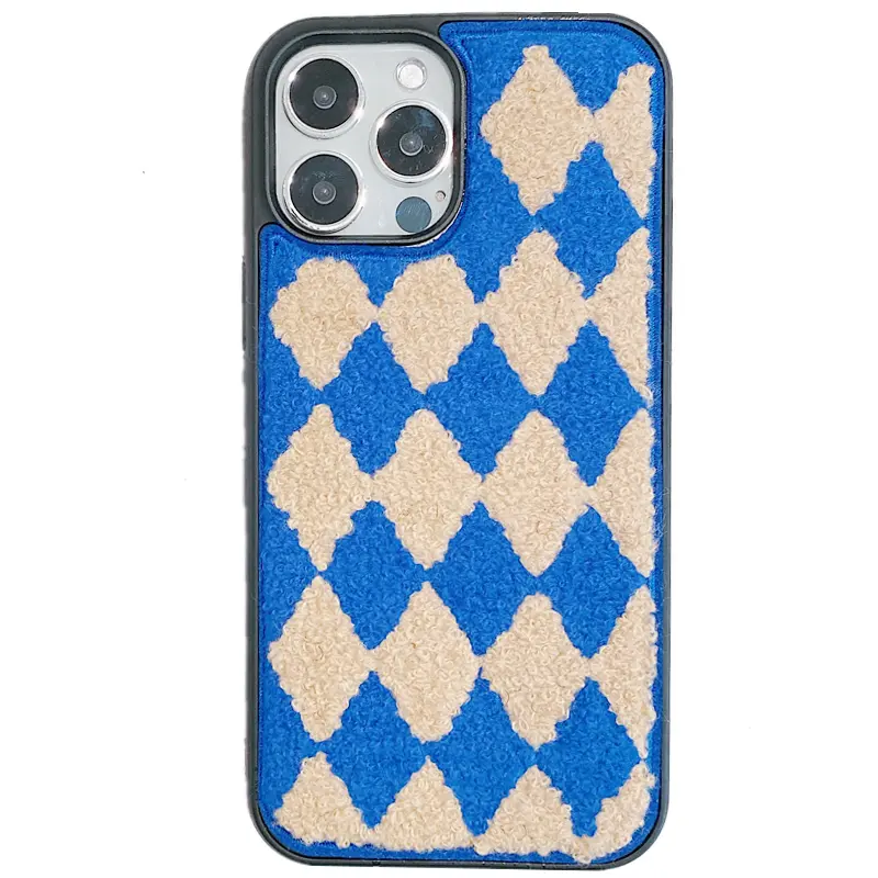 Fashion Cute Embroidery Diamonds Grids Phone Case For