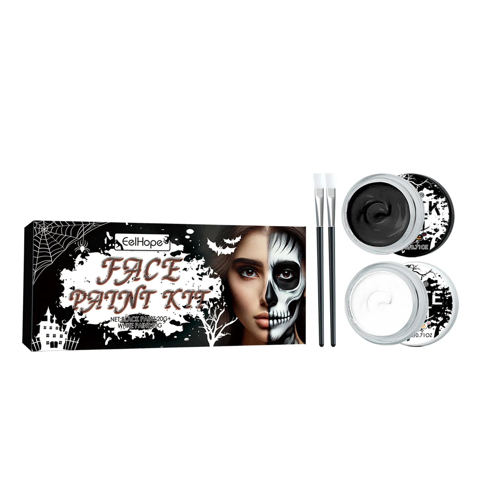 Black White Face Paint Kit, Halloween Skeleton