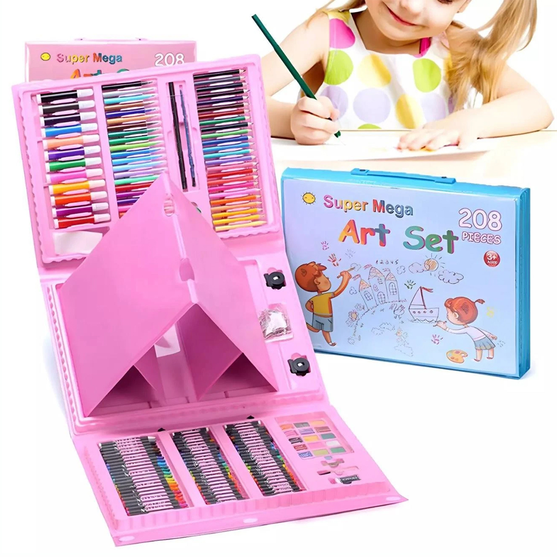 208 Pcs Art Set Kids Childrens Colouring Drawing Painting Arts & Crafts Case UK — image 10