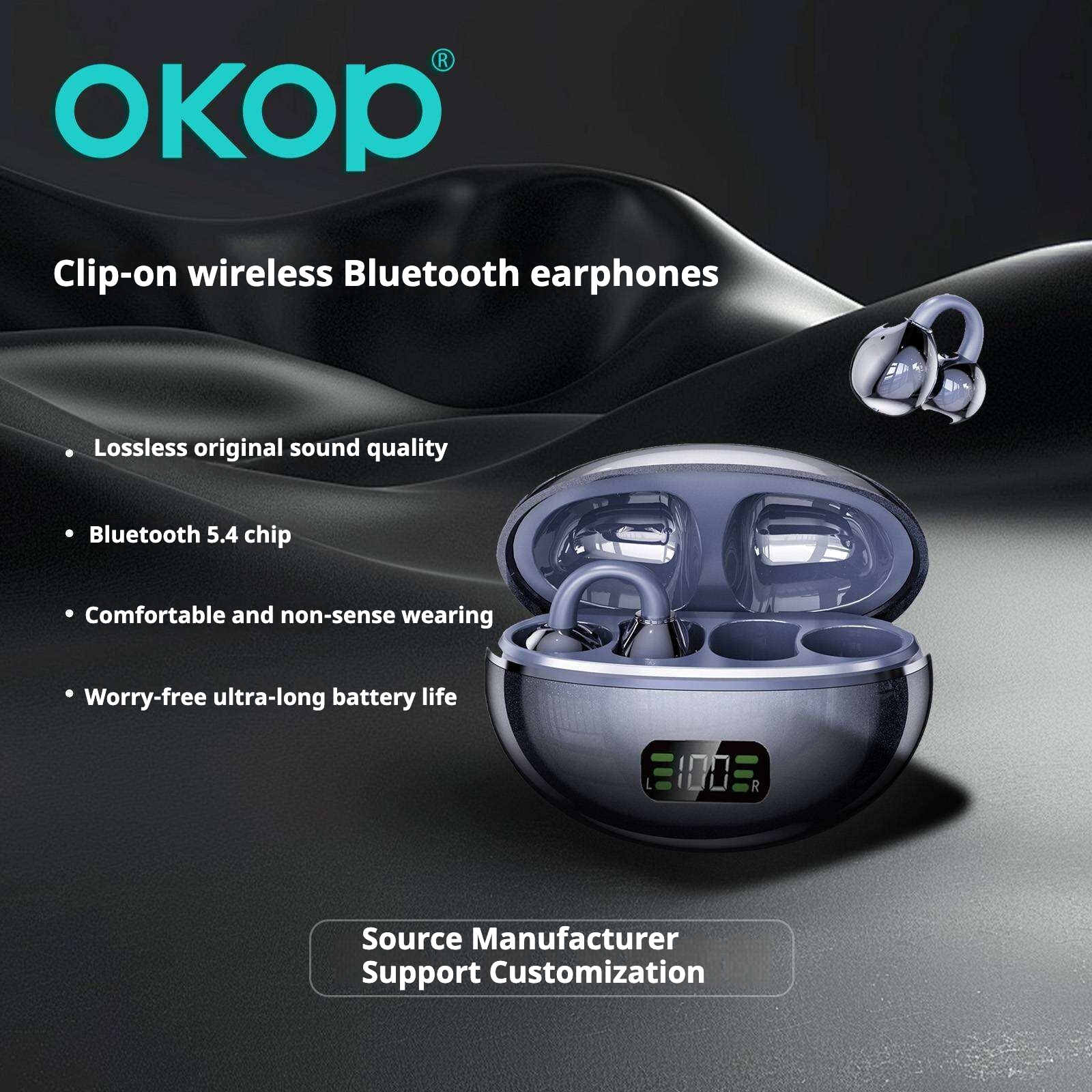 KP-206 New Wireless Bluetooth Earbuds Digital Battery Display OWS High Fidelity Audio Clip-On Design Export-Ready Factory Stock Gift Item 4