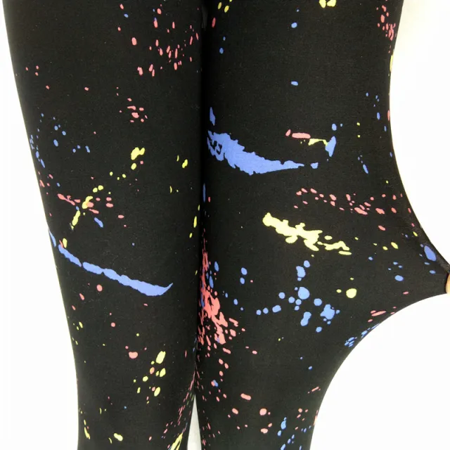 European And American Color Neon Leopard Print Women's Leggings Black Ink Splash - Shop at LoveMi