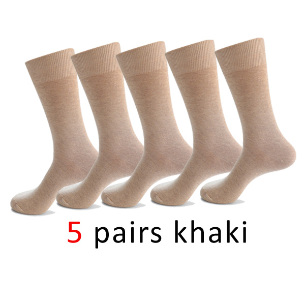 5pairs of khaki plain weave