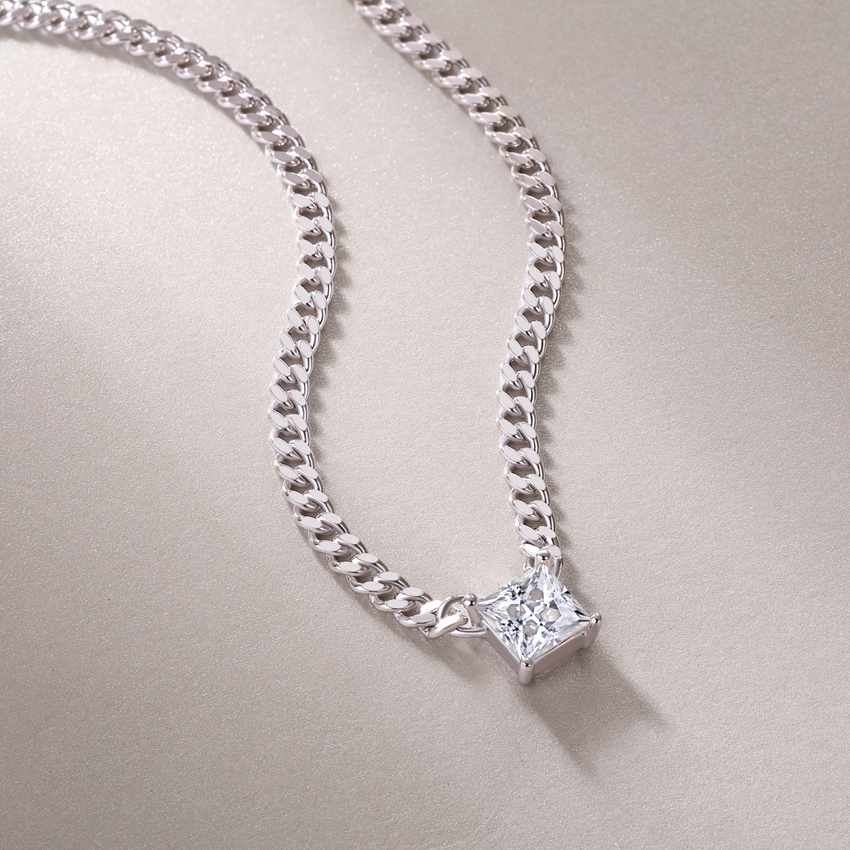 Square Moissanite Pendant 5.5×5.5mm S925 Sterling Silver