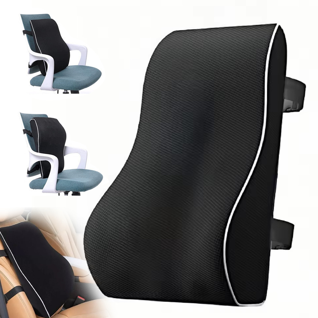 Memory Foam Seat Back Comfort Support Booster Cushion Chair Car Pillow Lumbar Lower