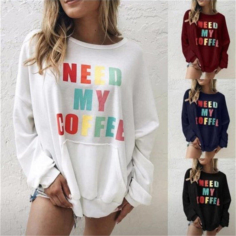 New Women's Fashion Long-sleeved Casual Printed Letter Sweater