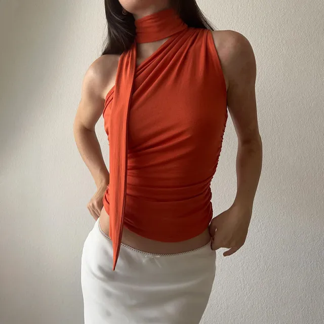 European And American Street Fashion Slim Short Casual Undershirt Orange - Shop at LoveMi