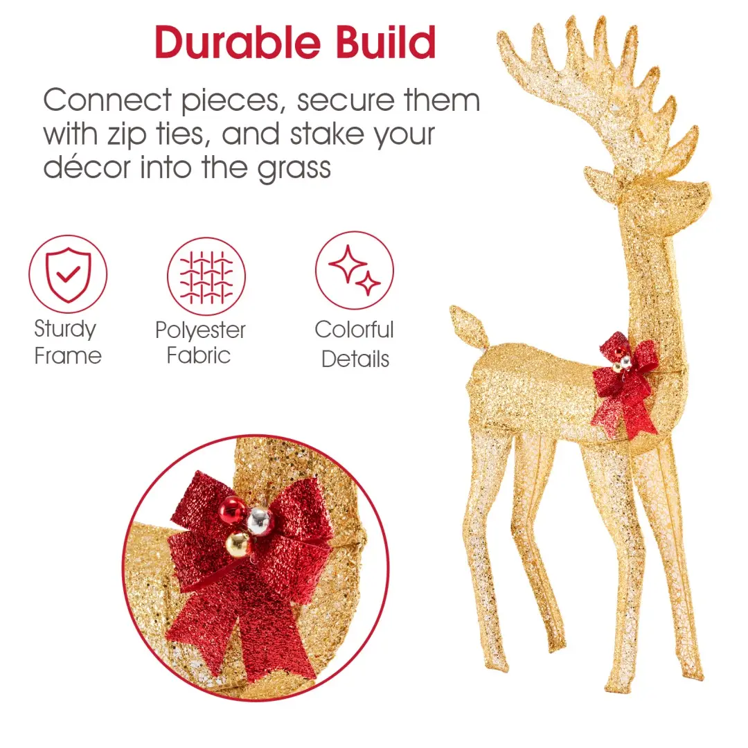 Outdoor Courtyard Decoration For Christmas Deer Pulling Carts