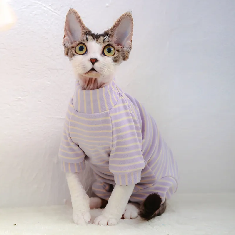 Derong Tummy Protection Four-leg Sweater - Orchid Apricot Stripe