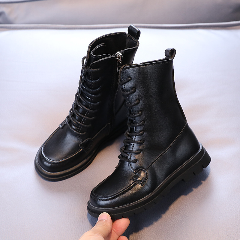 Single Boots All-match British Style Mid-tube Short Boots Medium And Large Children's Boots Children