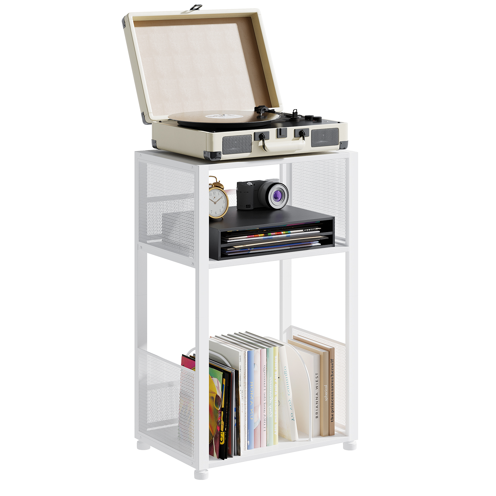 Three-tier Side Tables 2 Sets, A Storage-functional Record Player Stand That Can Hold Up To 1 00 Records, A Turntable Stand For Playing Vinyl Records - Image 1