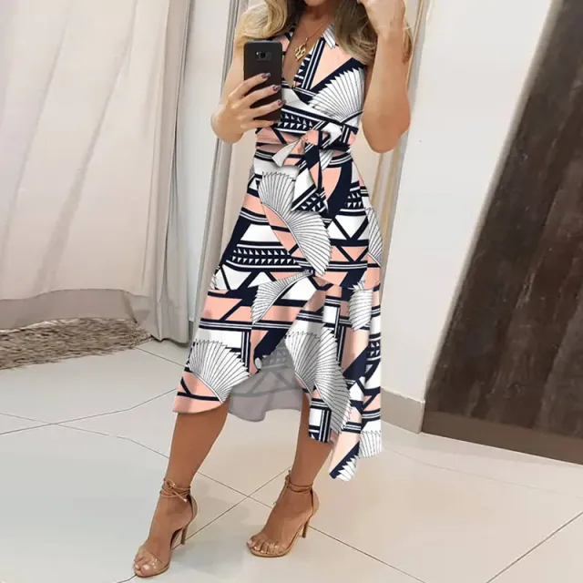 Printed V Neck Floral Slim Fit Dress - Shop at LoveMi