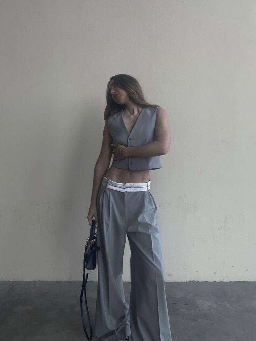 Simple Temperament Advanced Cool Suit Vest High Waist Pants