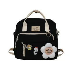 Crossbody Handbag College Style Girl Small Backpack - Black - View 1