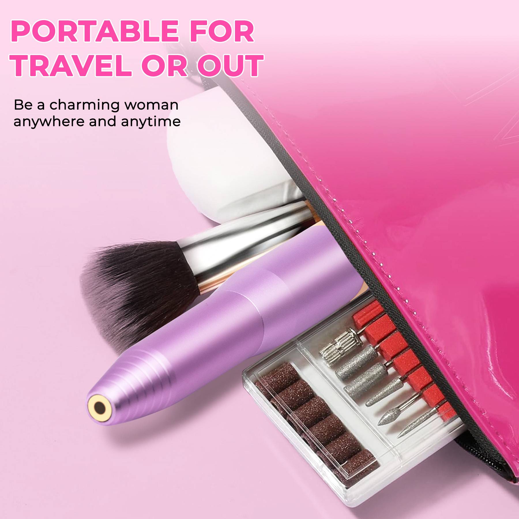Professional Portable Electric Nail File Kit, Manicure With Nail Drill Bits — foto 4