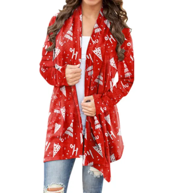 Christmas Printed Casual Long sleeved Cardigan Women Letter Xl - Shop at LoveMi