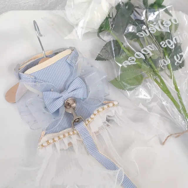 Handmade Pet Cat Dog Go Out Vest Type Traction Suit Light Blue - Shop at LoveMi