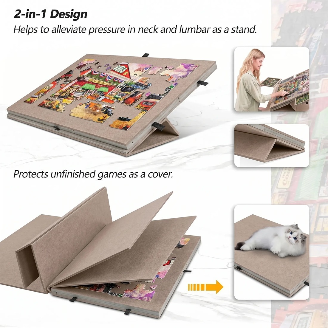 Felt Jigsaw Puzzle Board Portable Storage Table W 6 Slid Drawer 1000pcs — image 6
