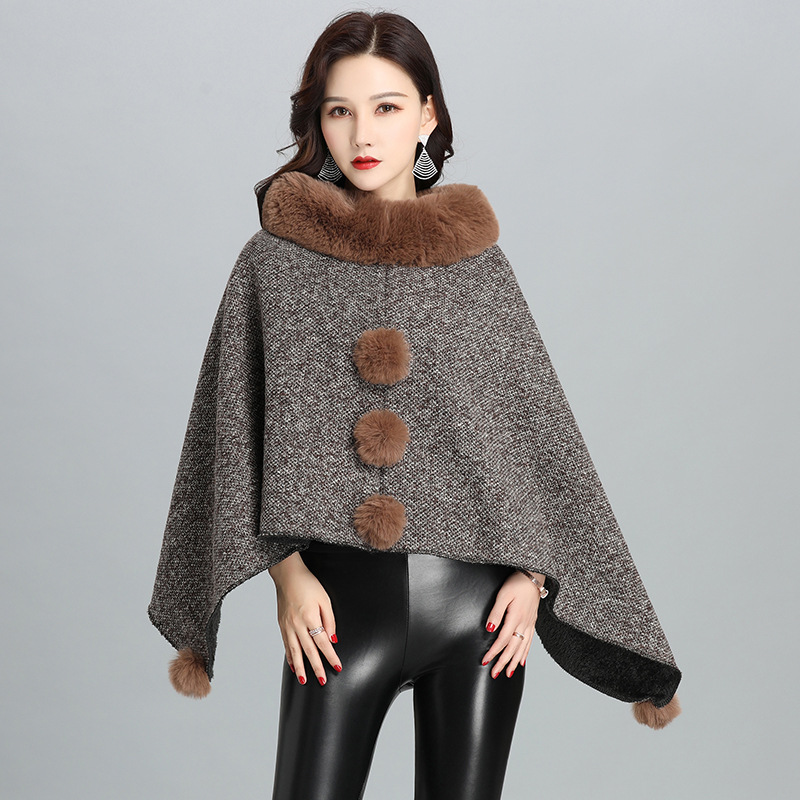 Fashion Faux Fur Jacket Women Shawl Scarf Khaki - Shop at LoveMi