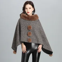 Fashion Faux Fur Jacket Women Shawl Scarf - Khaki - View 1