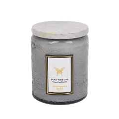 Embossed Glass Fragrance Handmade Gift Aromatherapy Soy Candles - Amber Sandalwood - View 1