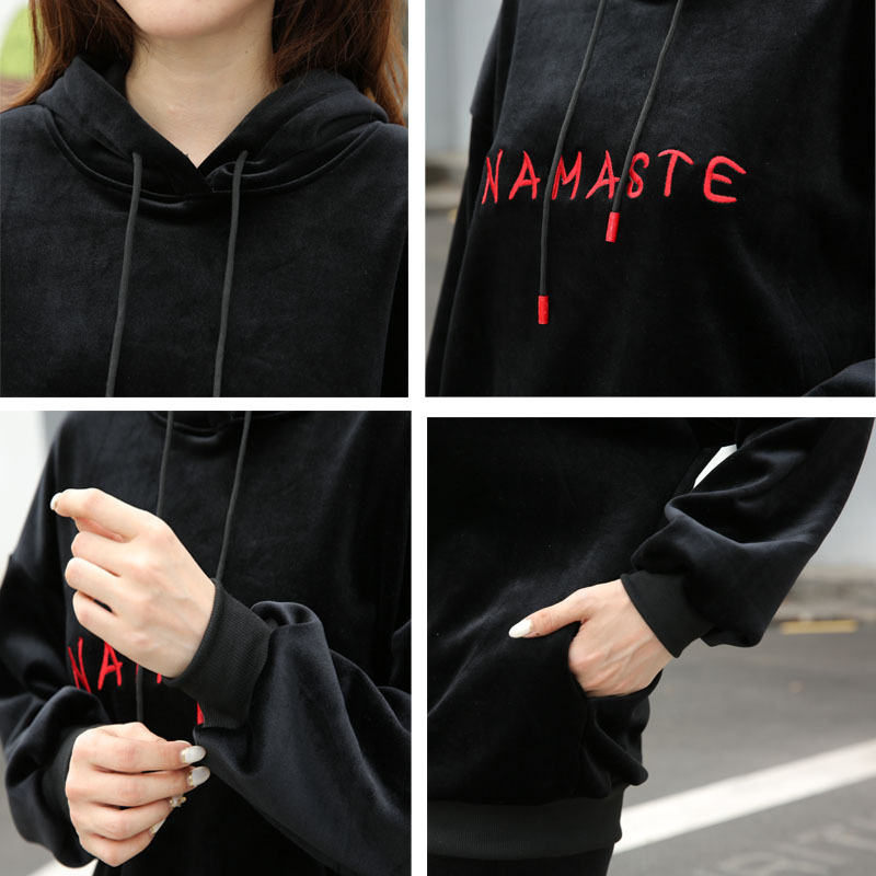 Title 3, Letter Hood and Velvet Long Sleeve T-shirt