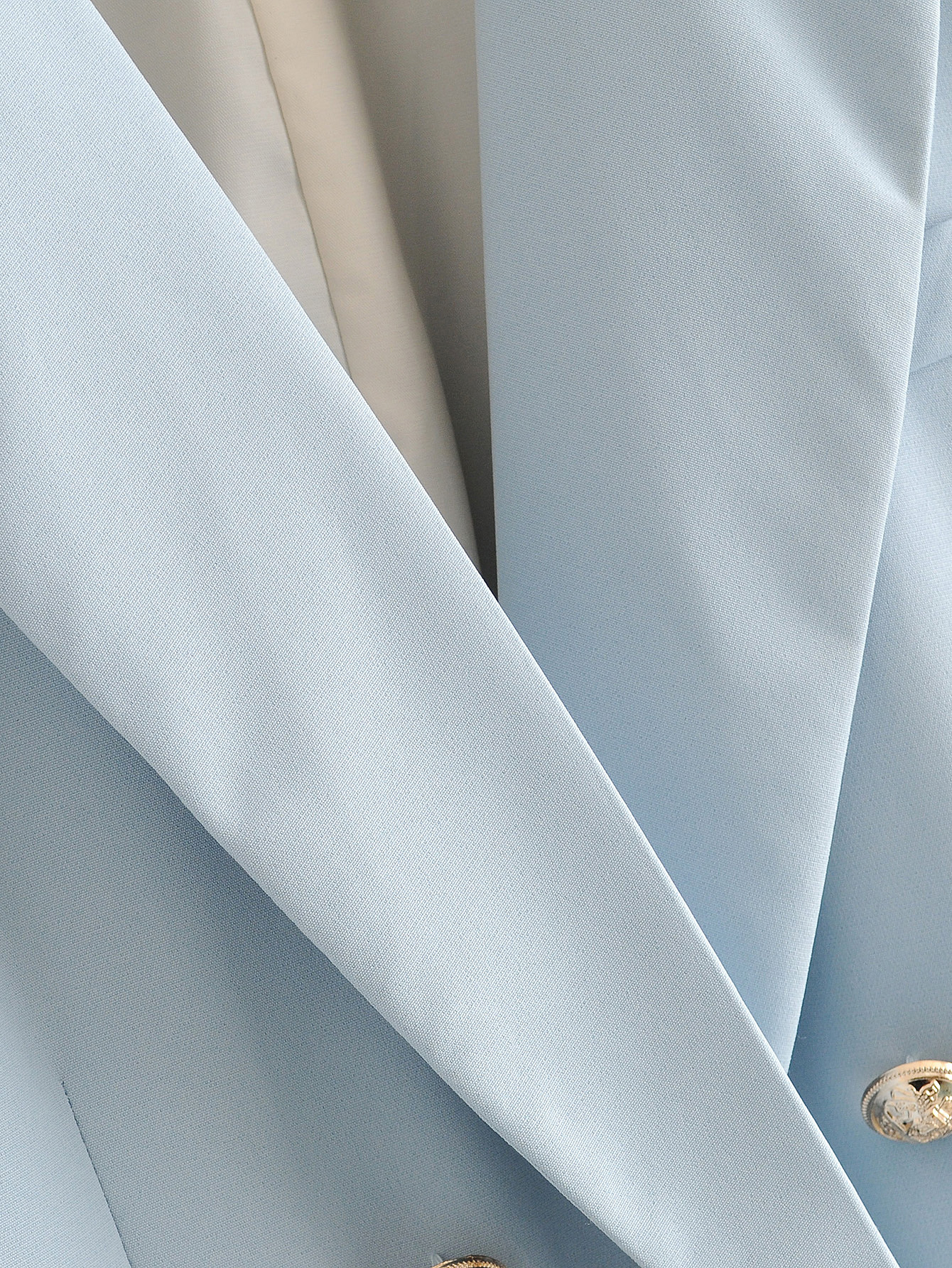 Blue Metal Double-breasted Suit Collar Mid-length Temperament