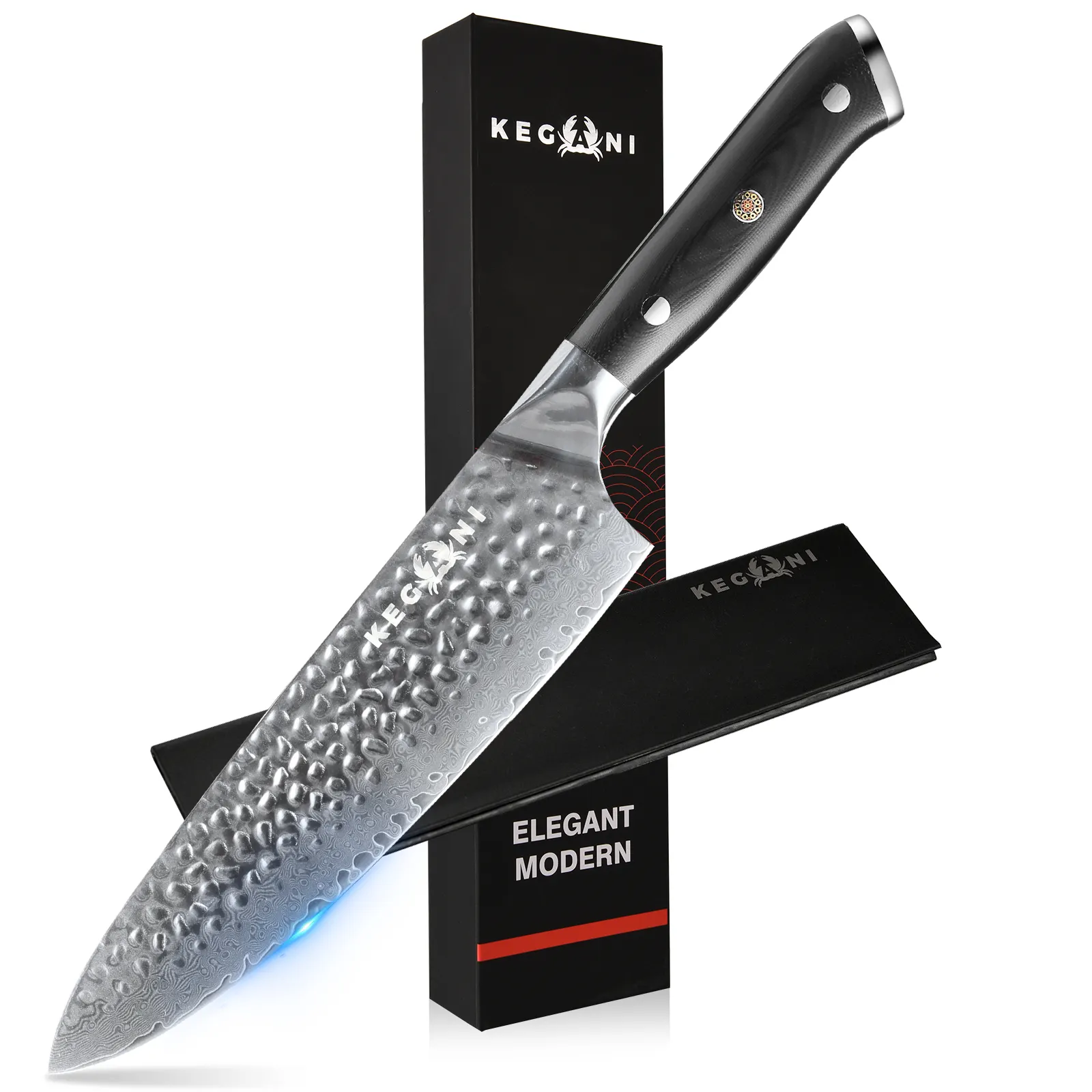 Kegani Chef Knife, 8 Inch Damascus Chefs