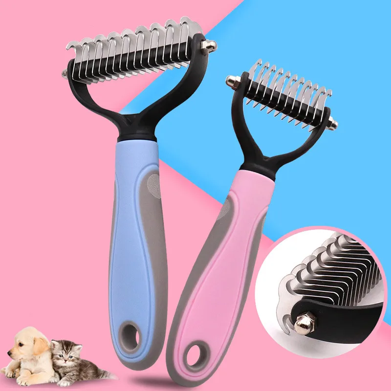 Stainless Double-sided Pet Brush Hair Removal Comb Grooming Dematting