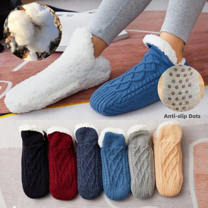 Winter Woolen Socks Women Thicken Warm Home Bedroom Slippers