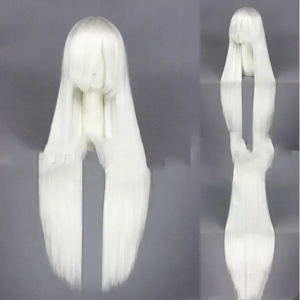 100cm White Universal Long Straight Hair