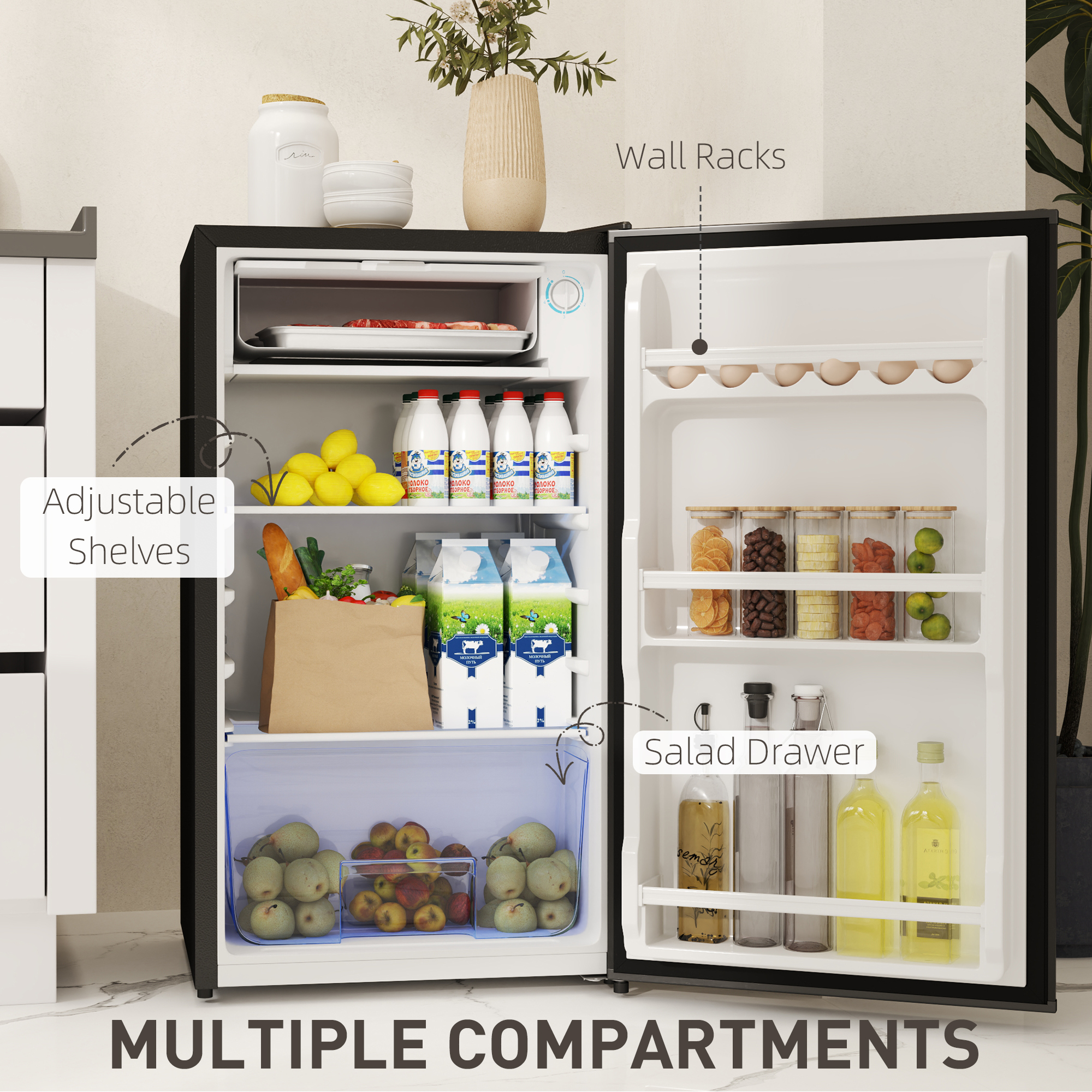 91 Liter Independent Under Table Refrigerator With Lock -black — image 7