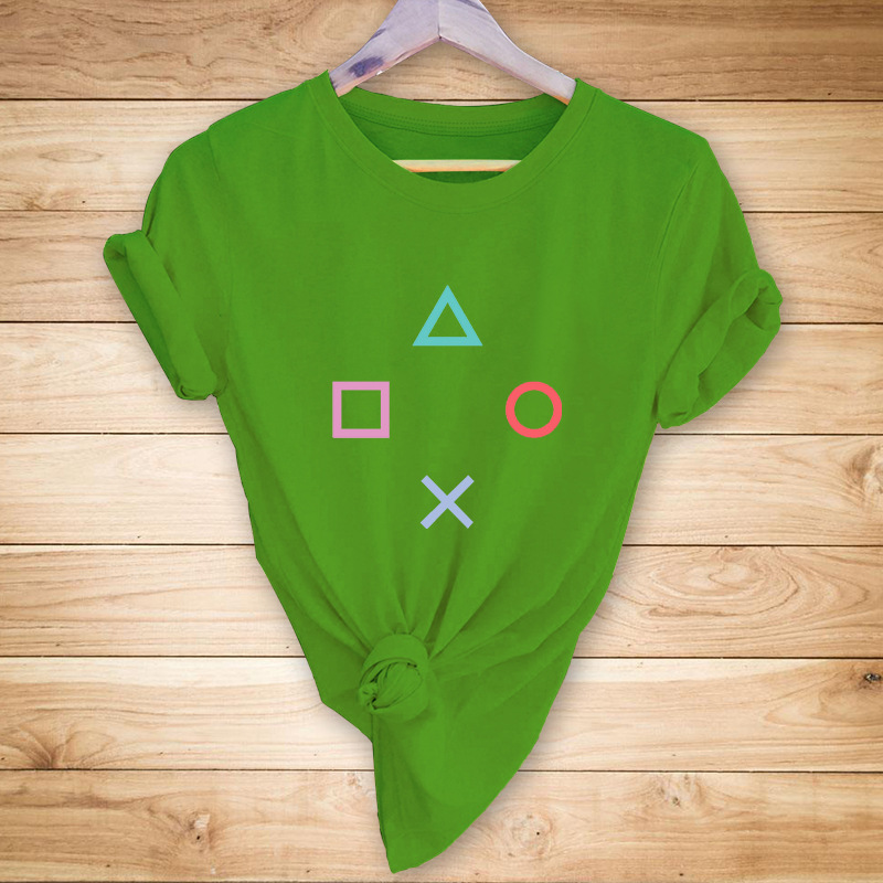 Geometric Symbol Print Casual Short Sleeves