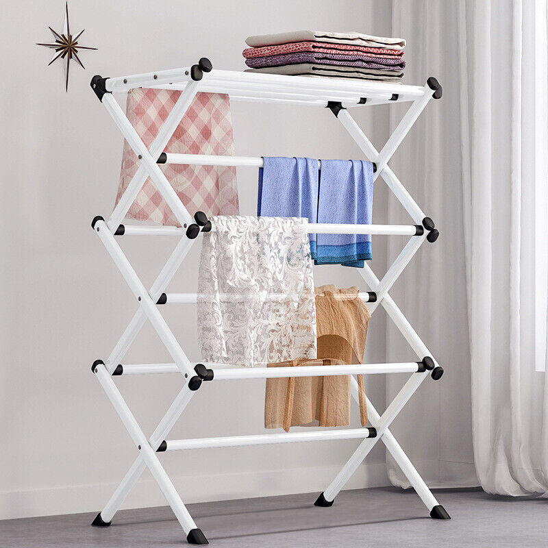 3 Tier Clothes Airer Dryer Metal Laundry Horse Drying Rack Indoor Outdoor Patio - imagen 1