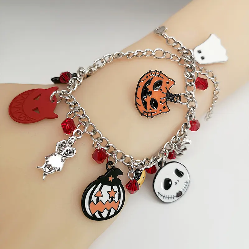 Halloween Bracelet with Pumpkin Skull Ghost Funny Jewelry