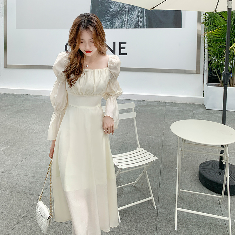 Women's Elegant Square Neck Mid Length Dress