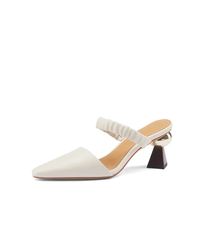Summer Fold Lazy All match Fashionable Pointed Slippers Beige - Shop at LoveMi
