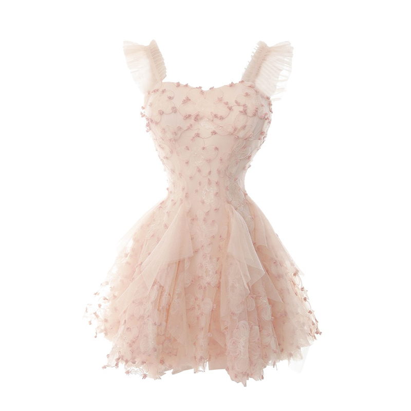 Women's Floral A-Line Mini Dress with Spaghetti Straps