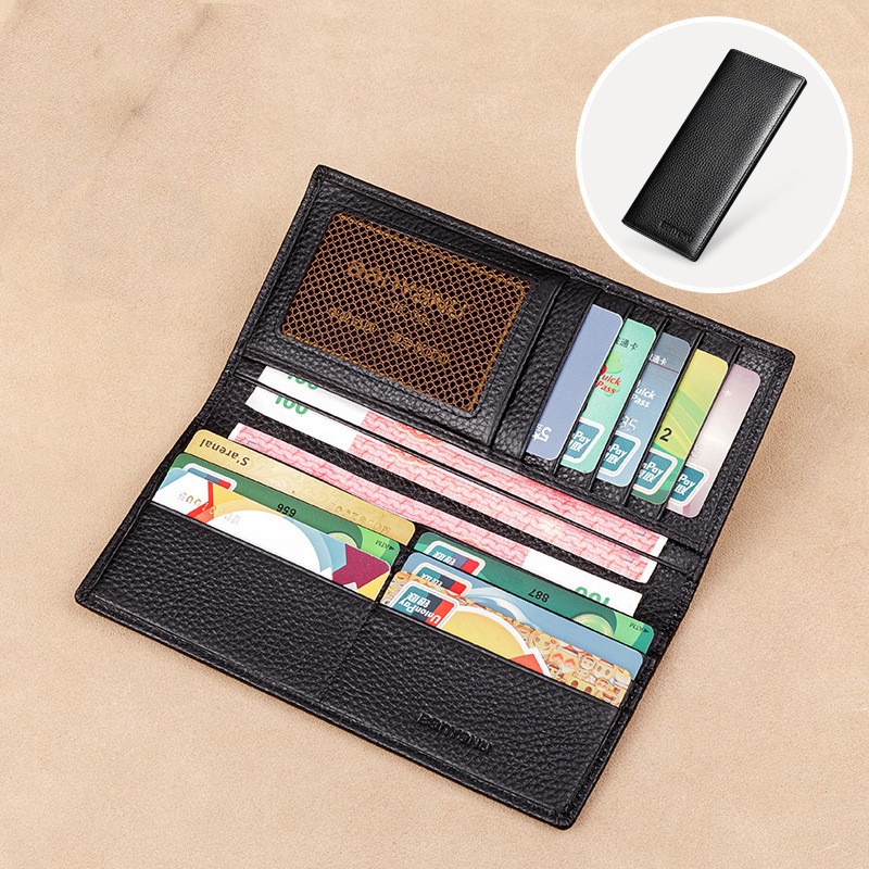 Leather Factory Wallet Men's Long Leather Ultra-thin
