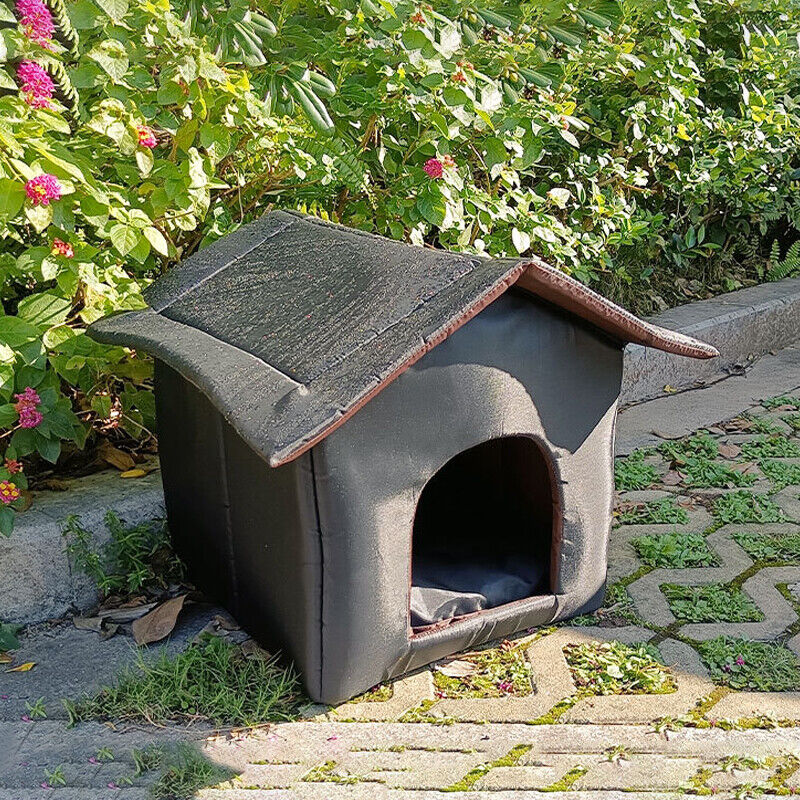 Cat Outdoor House Waterproof Breathable Pet Bed Dog Kennel Stray Cats Shelter--S   35x33x30cm