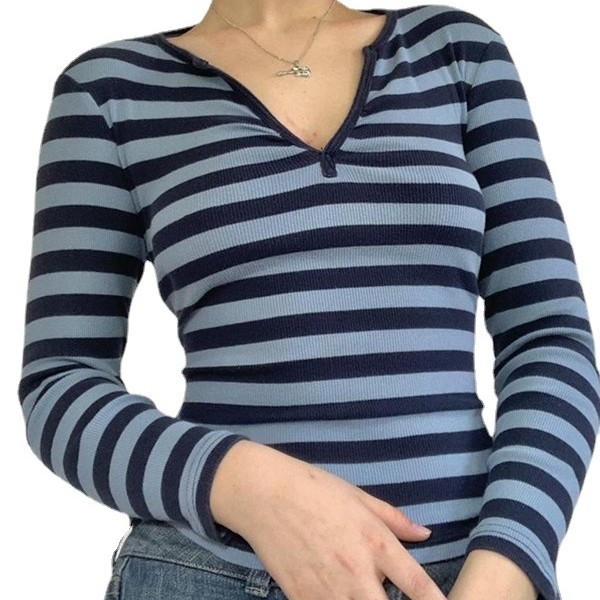 Autumn And Winter New Striped Pullover Long-sleeved Tops