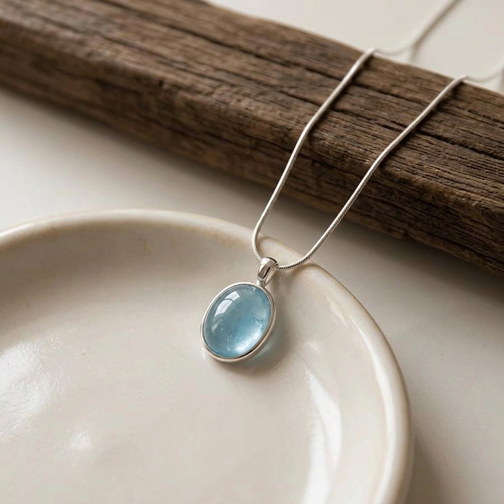 S925 Sterling Silver Aquamarine Necklace For Women, Luxury Versatile Clavicle Chain, Unique Elegant Neck Jewelry