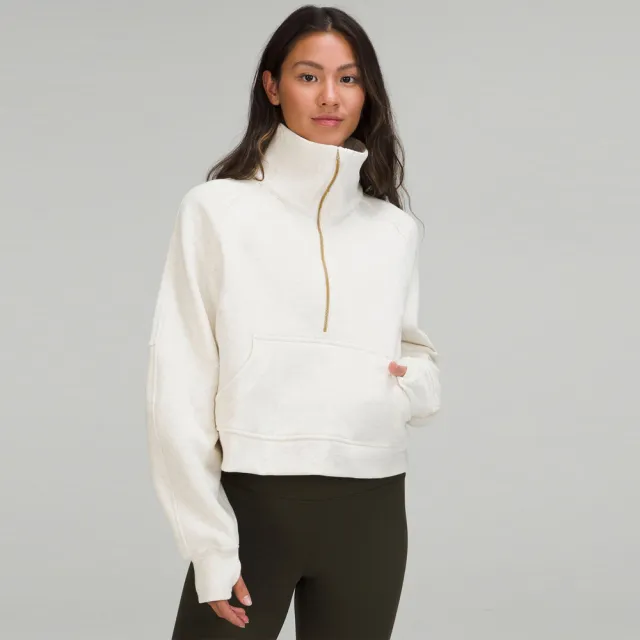 Women's High necked Autumn And Winter Roast Brownie Yoga Casual Sports Short Half zip Plush Sweater Light White Gray - Shop at LoveMi