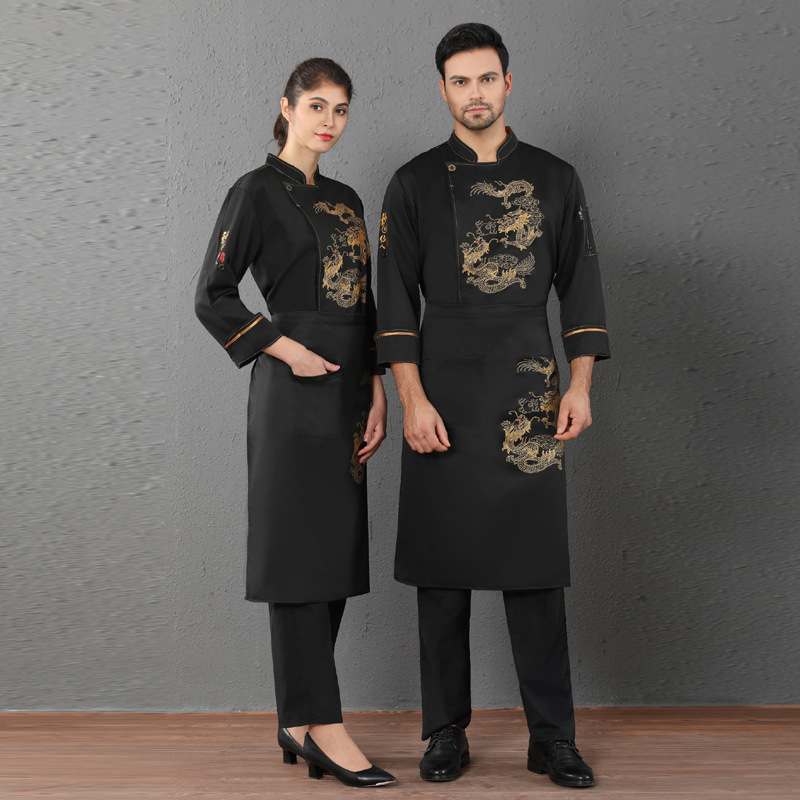 Black Men's And Women's Long-sleeved Chef's Clothes