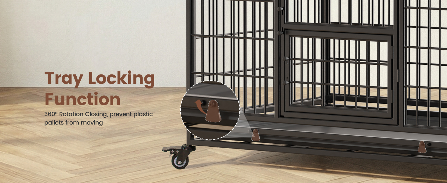 Heavy Duty Stackable Dog Crate 82.3x51.6x56cm Metal Kennel With Triple Doors — image 5
